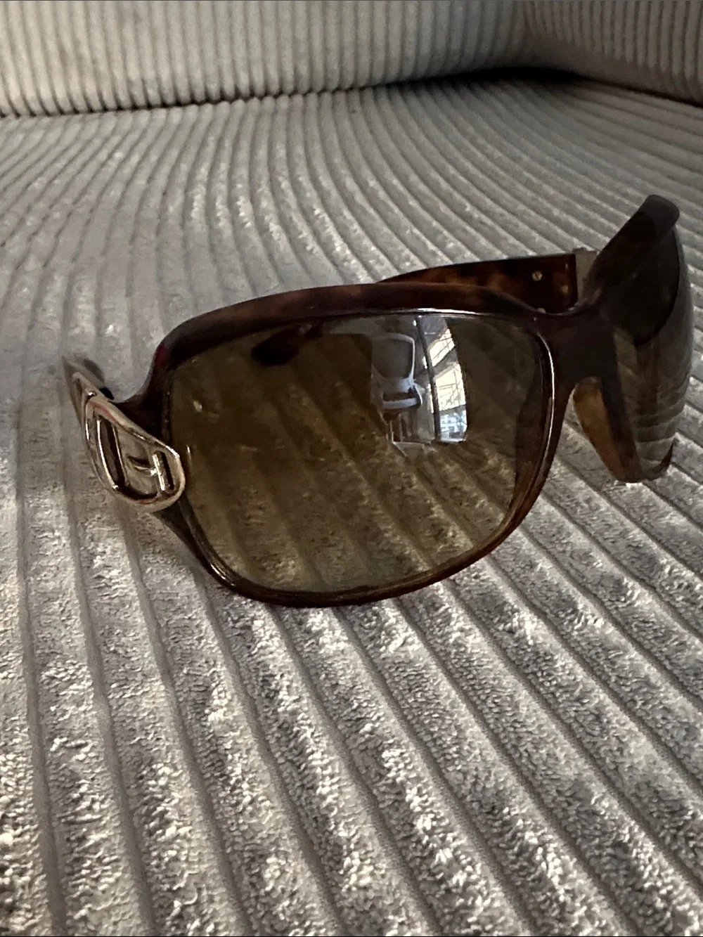 Rare GUCCI Tortoise Oversized Sunglasses with Gold Buckle Detail